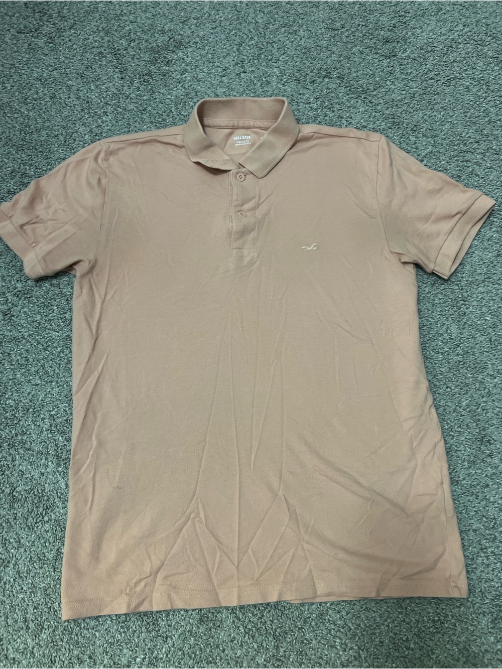 Hollister Men's Polo Shirt in Peach